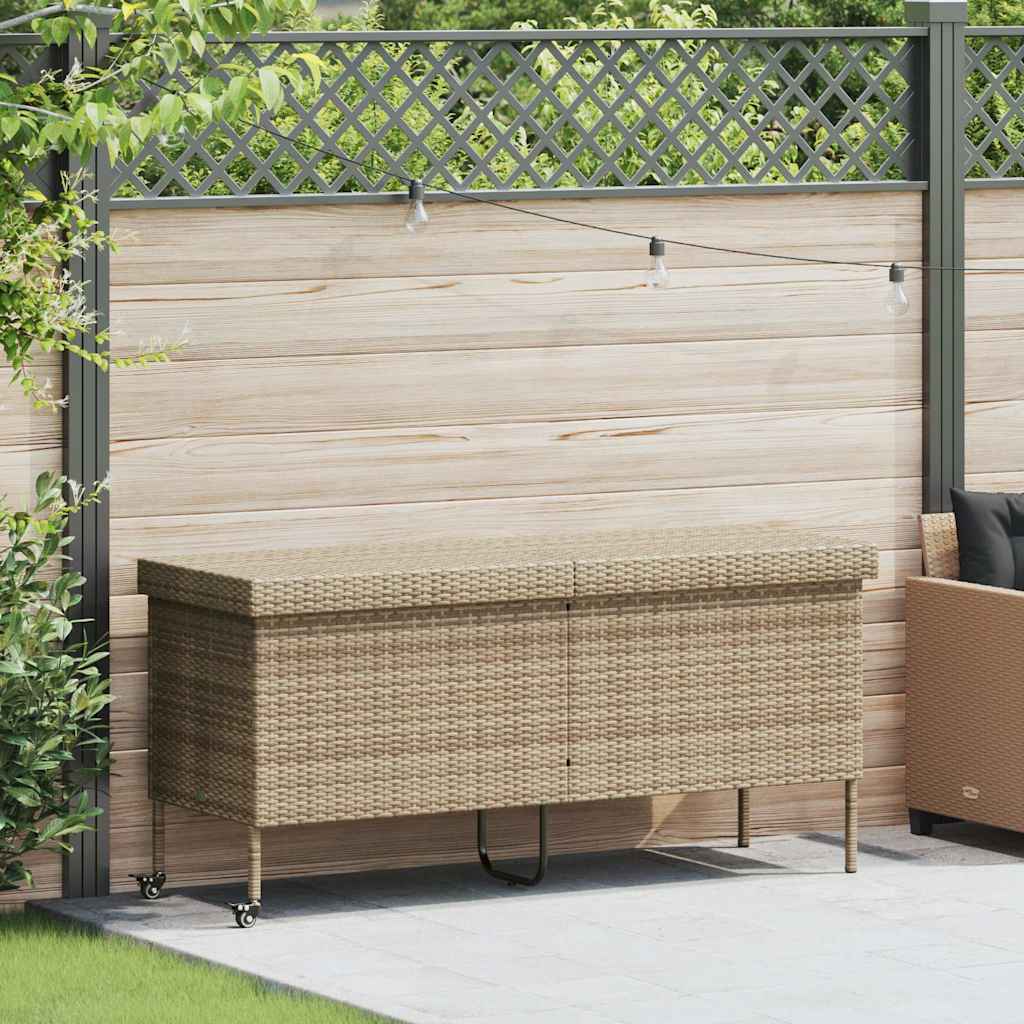 Boîte rangement jardin roues beige 160x55x75 cm résine tressée Coffres de jardin vidaXL