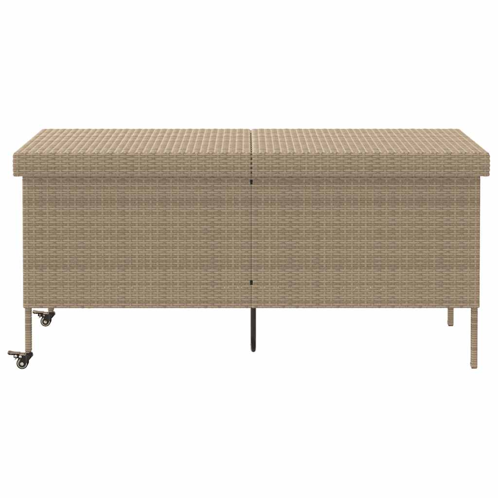 Boîte rangement jardin roues beige 160x55x75 cm résine tressée Coffres de jardin vidaXL