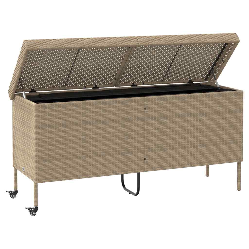 Boîte rangement jardin roues beige 160x55x75 cm résine tressée Coffres de jardin vidaXL