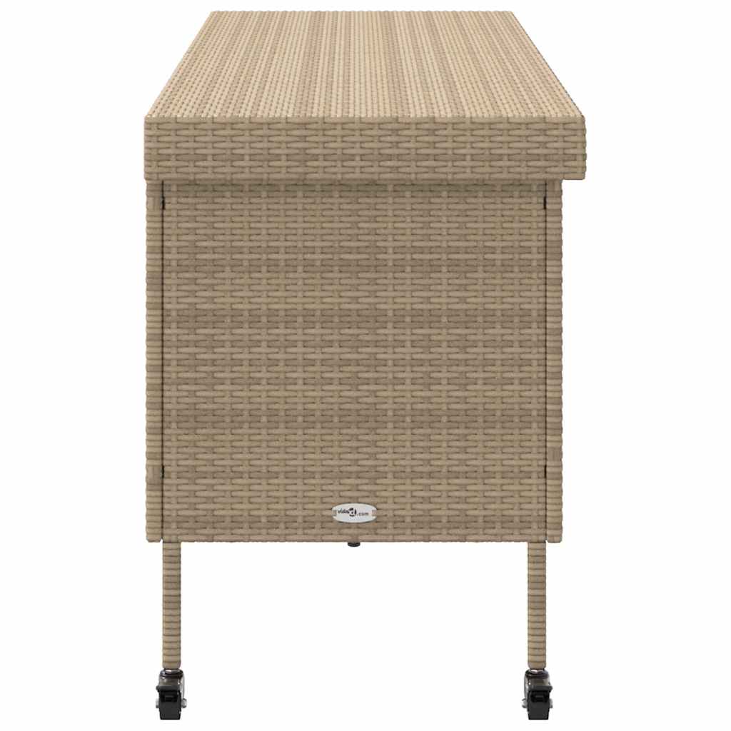 Boîte rangement jardin roues beige 160x55x75 cm résine tressée Coffres de jardin vidaXL