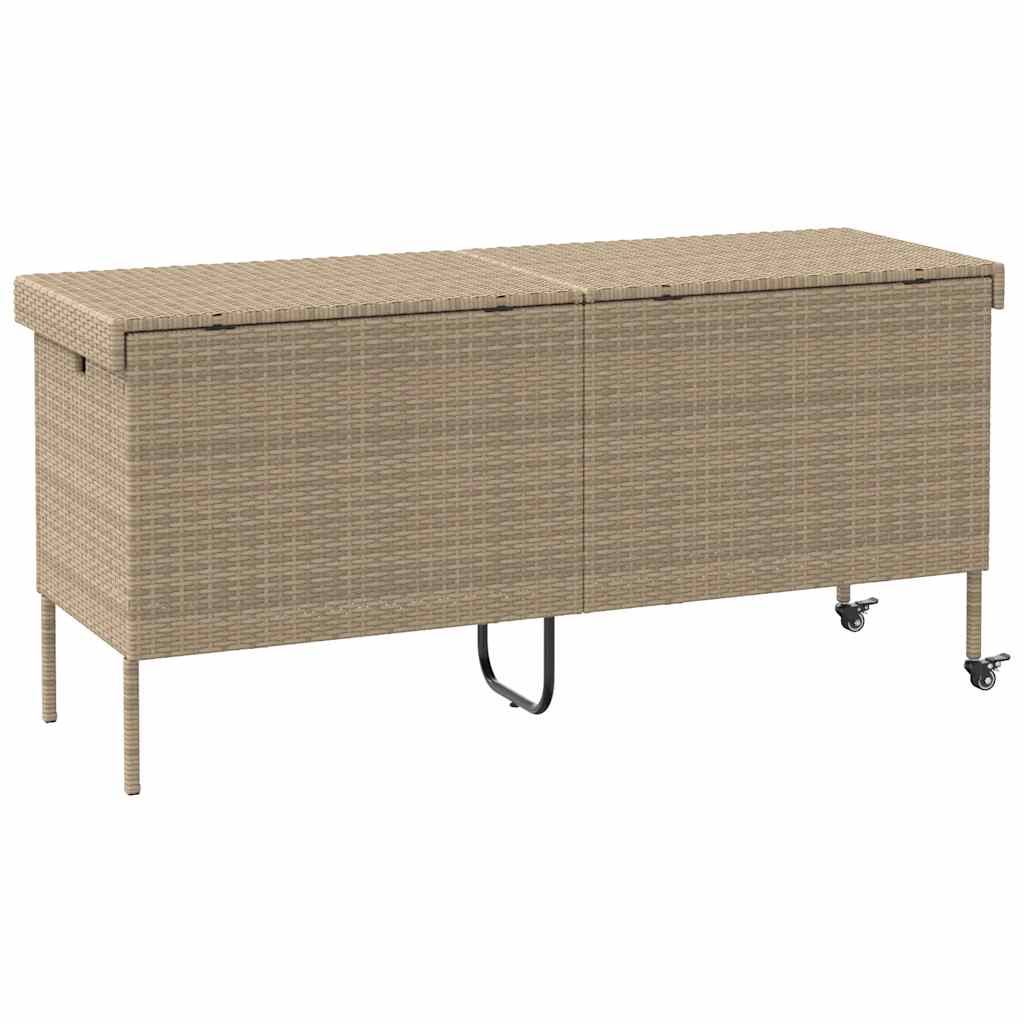 Boîte rangement jardin roues beige 160x55x75 cm résine tressée Coffres de jardin vidaXL