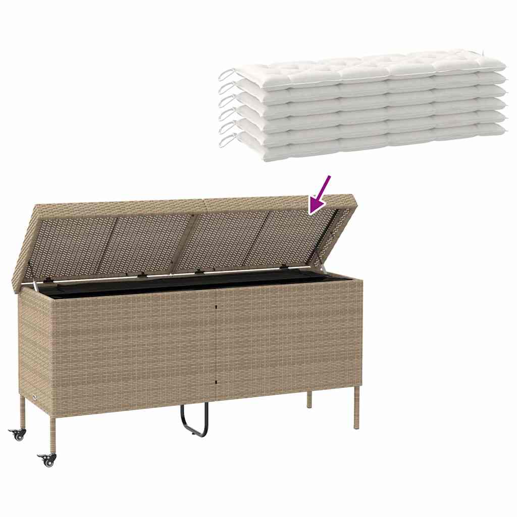 Boîte rangement jardin roues beige 160x55x75 cm résine tressée Coffres de jardin vidaXL