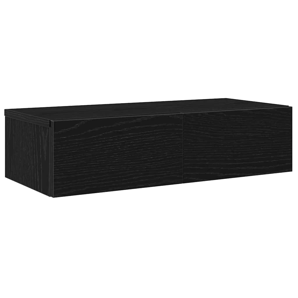 Étagère murale avec tiroirs noir 60x26,5x15cm bois d'ingénierie Étagères murales & corniches vidaXL   