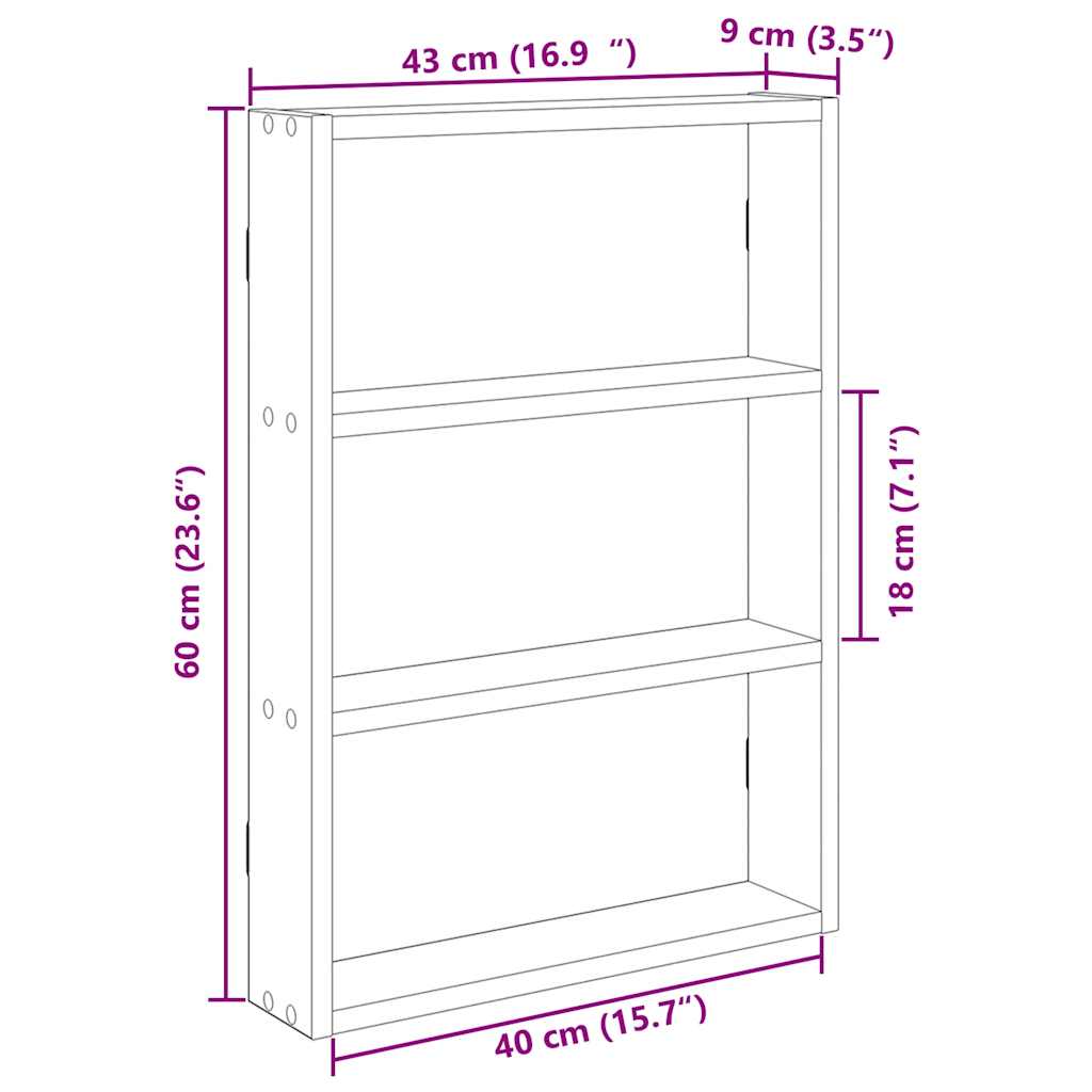 Étagère murale noir 43x9x60 cm bois d'ingénierie Étagères murales & corniches vidaXL   