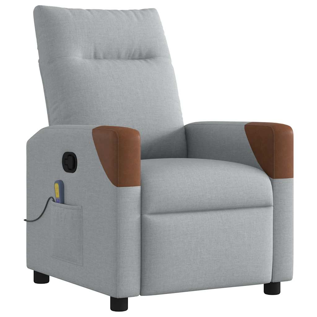 Fauteuil de massage inclinable Gris clair Tissu Fauteuils vidaXL