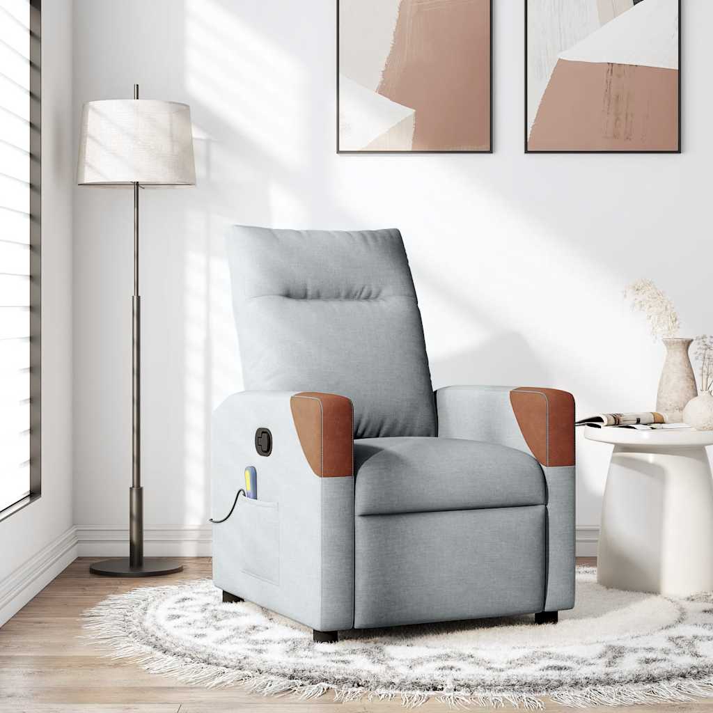 Fauteuil de massage inclinable Gris clair Tissu Fauteuils vidaXL