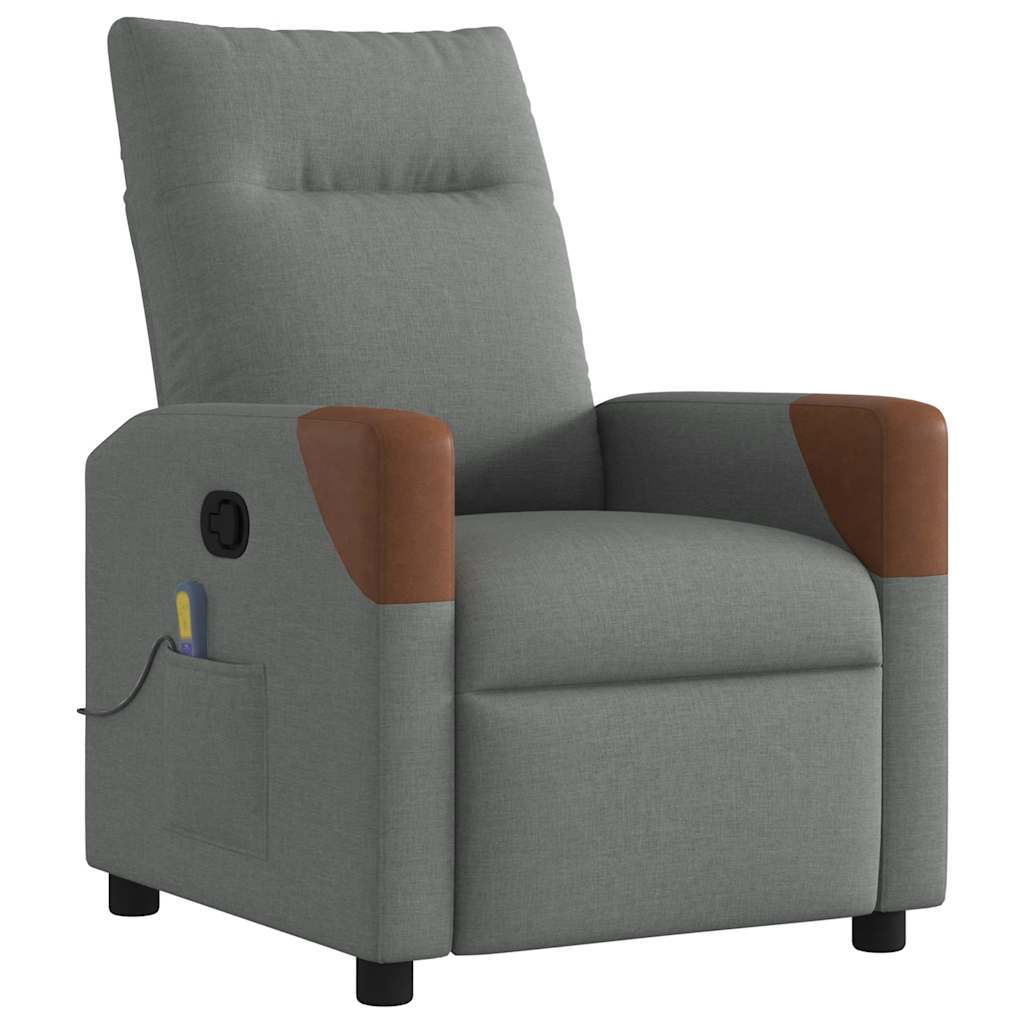 Fauteuil de massage inclinable Gris foncé Tissu Fauteuils vidaXL