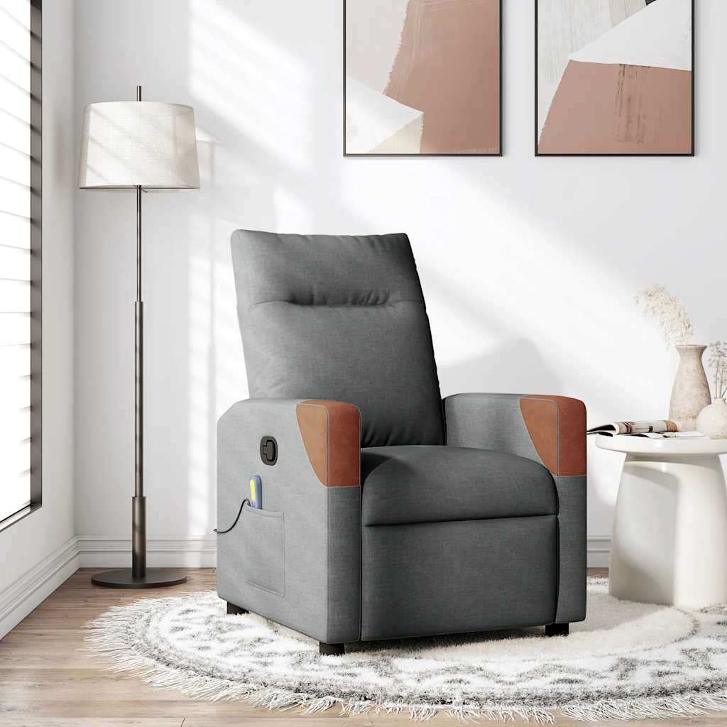 Fauteuil de massage inclinable Gris foncé Tissu Fauteuils vidaXL