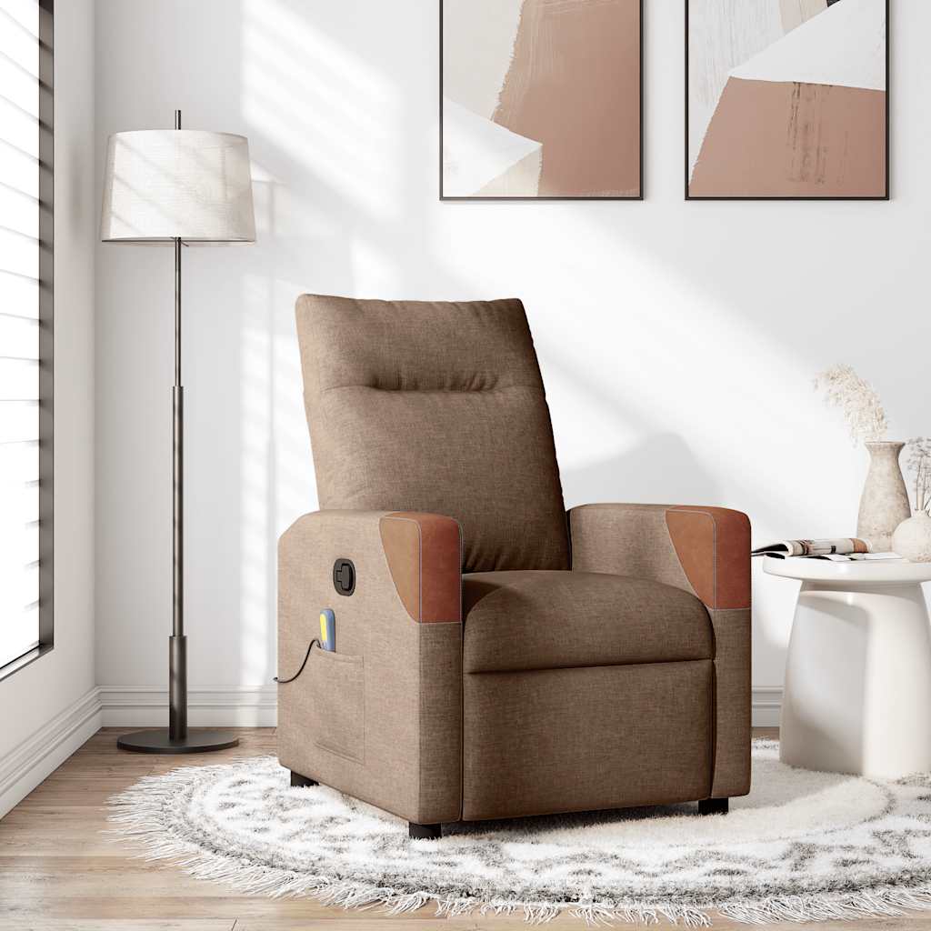 Fauteuil de massage inclinable Marron Tissu Fauteuils vidaXL