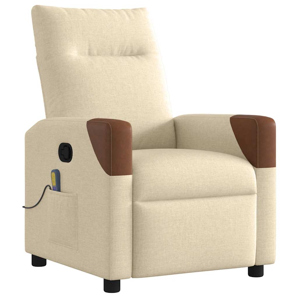 Fauteuil de massage inclinable Crème Tissu Fauteuils vidaXL