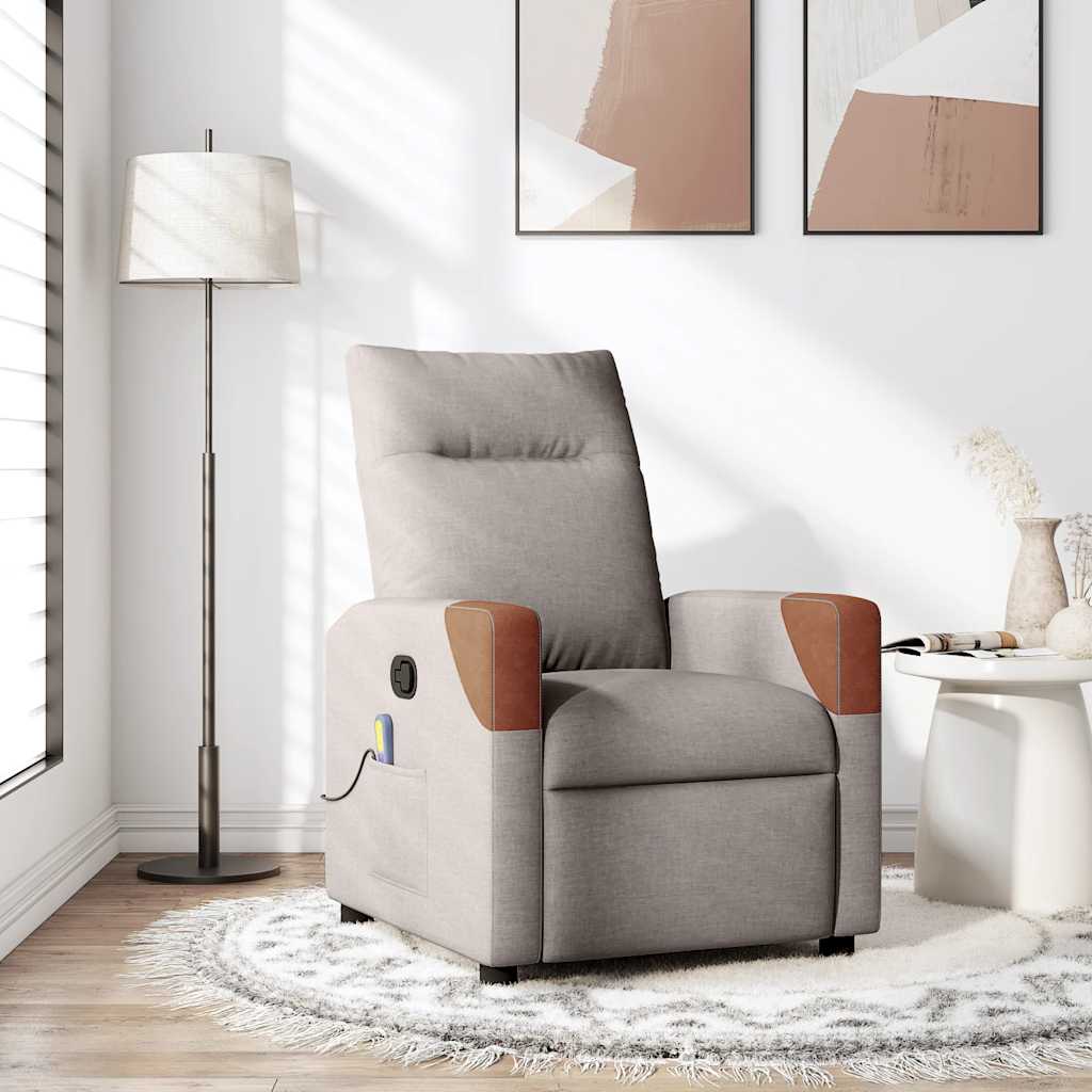 Fauteuil de massage inclinable Taupe Tissu Fauteuils vidaXL