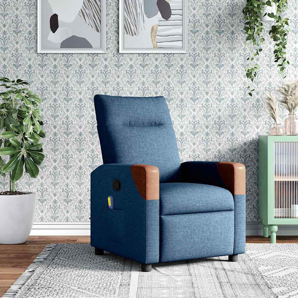 Fauteuil inclinable de massage Bleu Tissu Fauteuils vidaXL