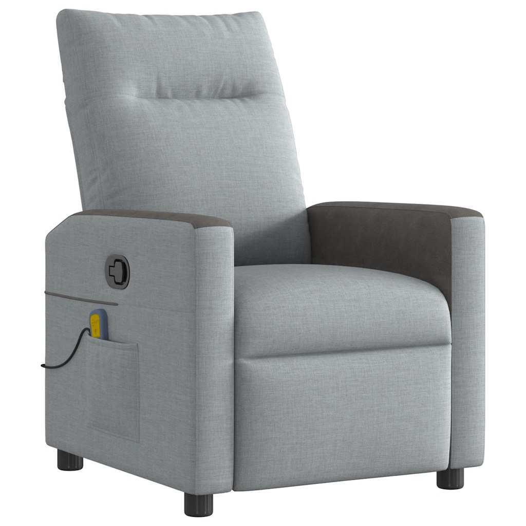 Fauteuil de massage inclinable Gris clair Tissu Fauteuils vidaXL