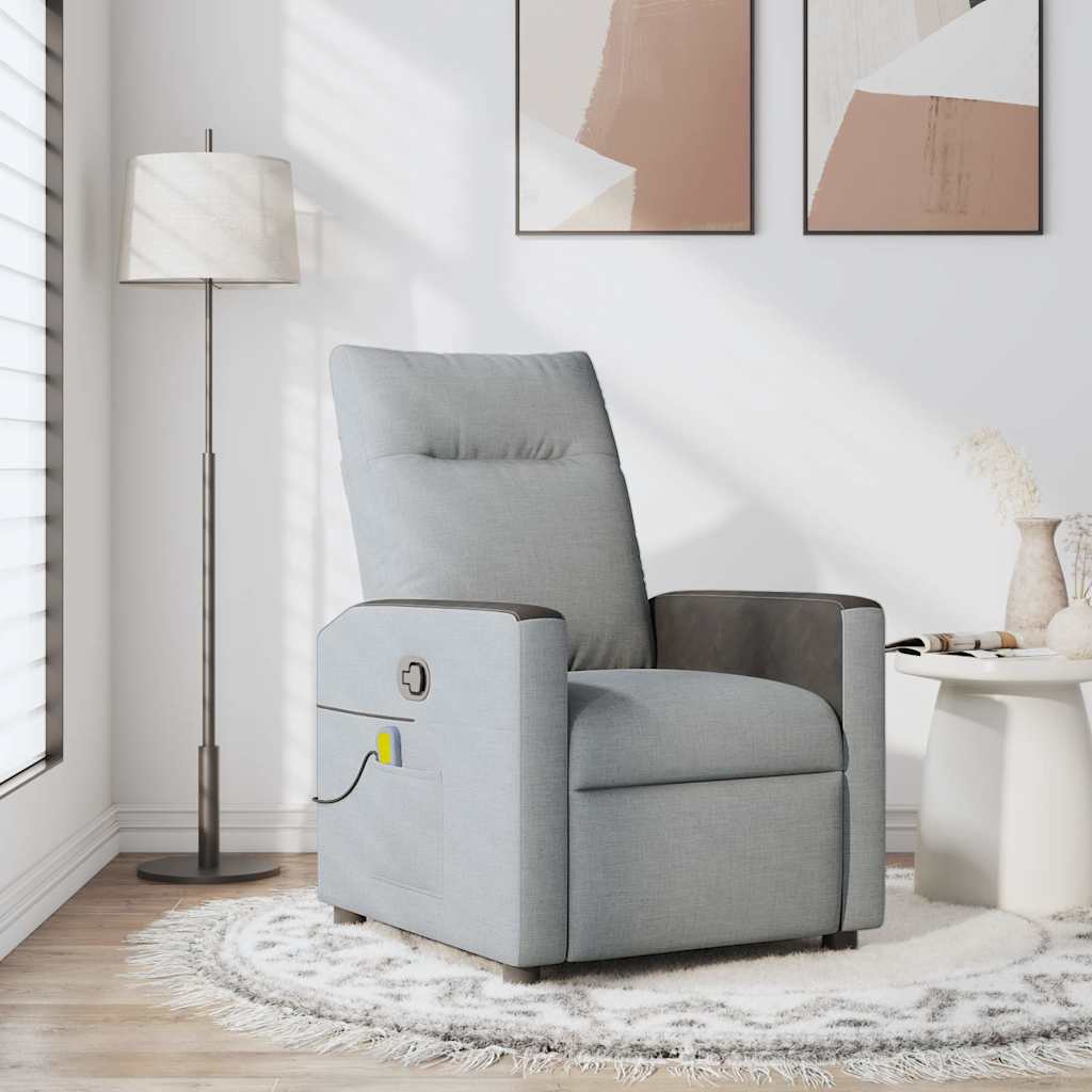 Fauteuil de massage inclinable Gris clair Tissu Fauteuils vidaXL