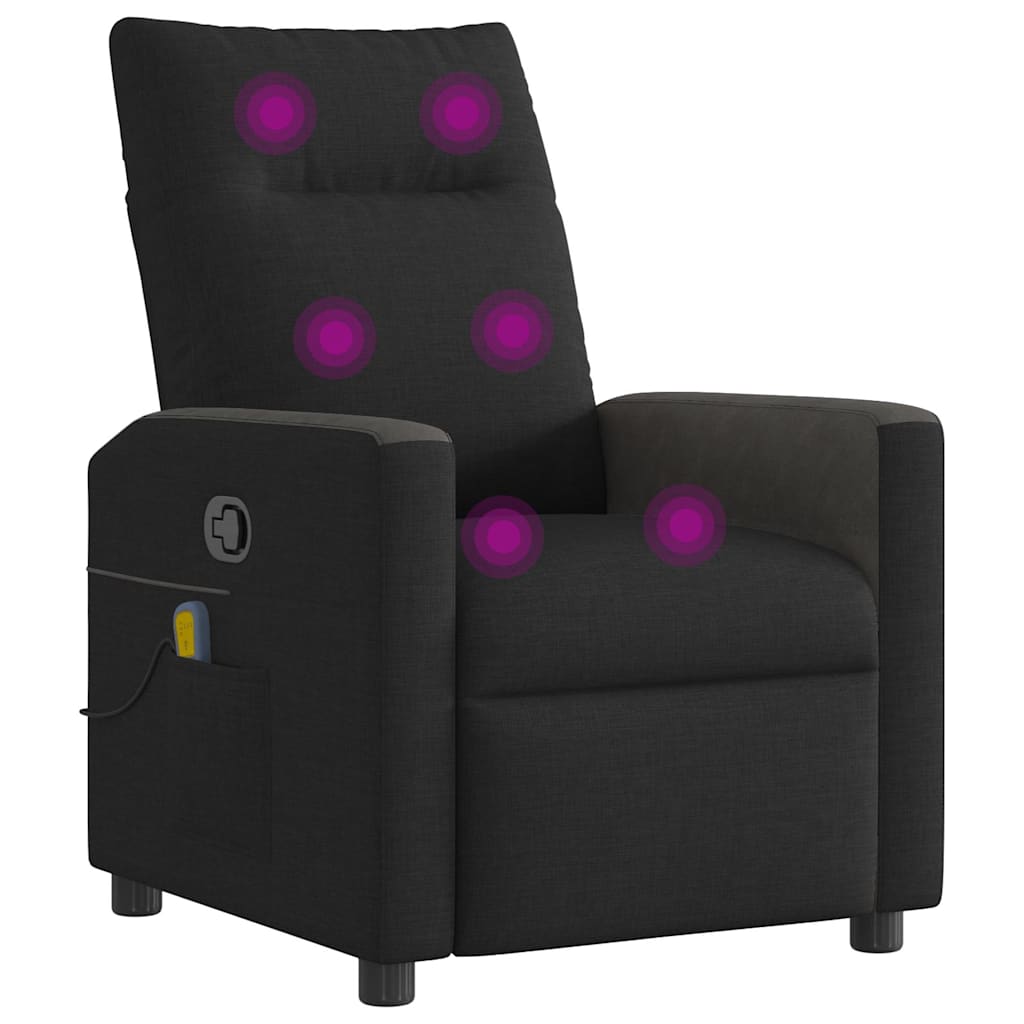 Fauteuil de massage inclinable Noir Tissu Fauteuils vidaXL