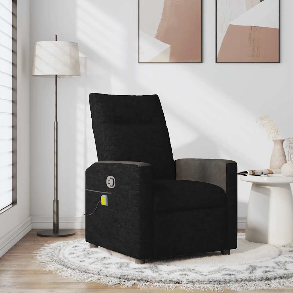 Fauteuil de massage inclinable Noir Tissu Fauteuils vidaXL