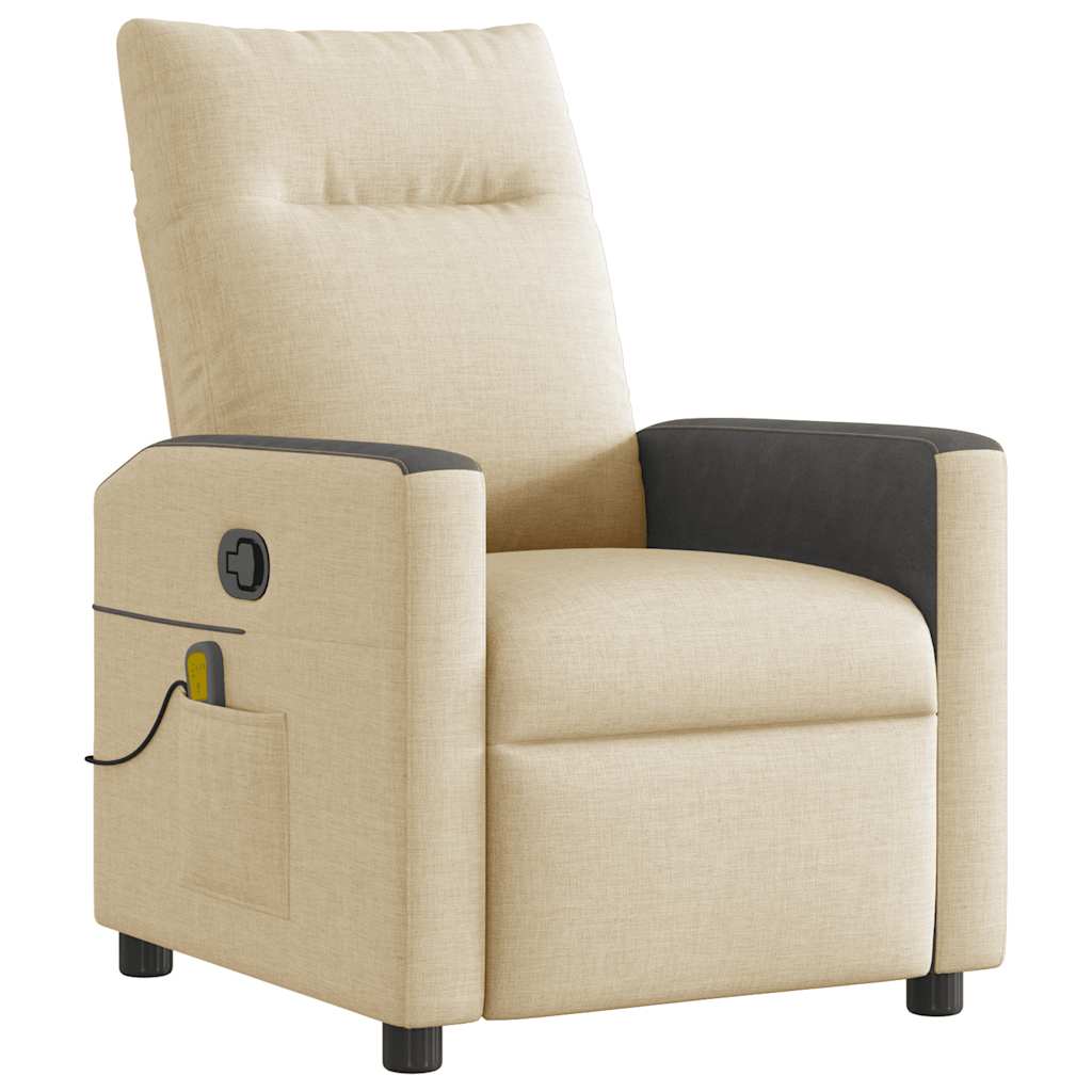 Fauteuil de massage inclinable Crème Tissu Fauteuils vidaXL