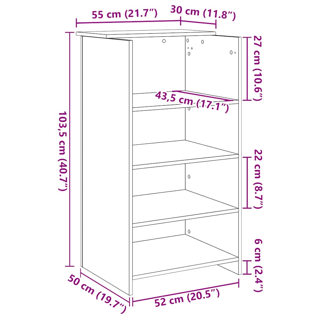 Bureau réception chêne sonoma 55x50x103,5 cm bois d'ingénierie Bureaux vidaXL