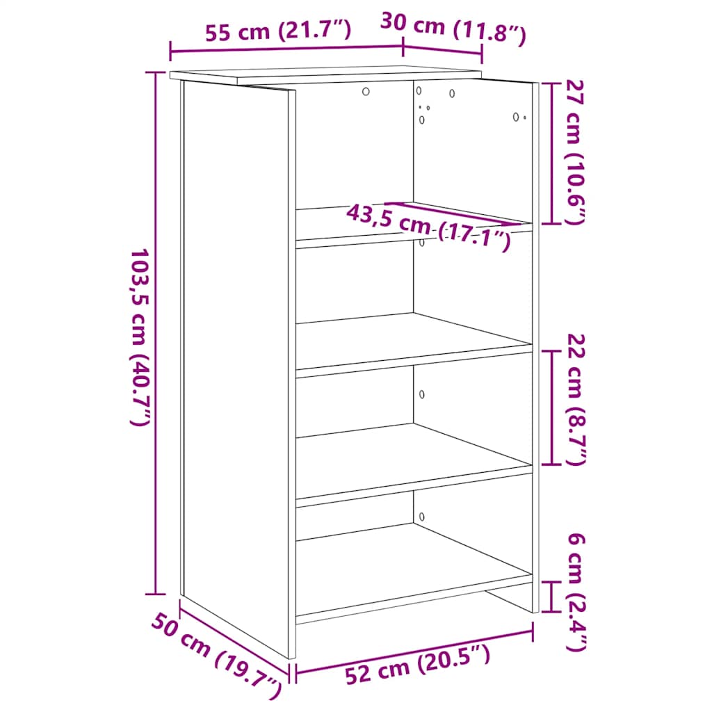 Bureau de réception sonoma gris 55x50x103,5 cm bois ingénierie Bureaux vidaXL