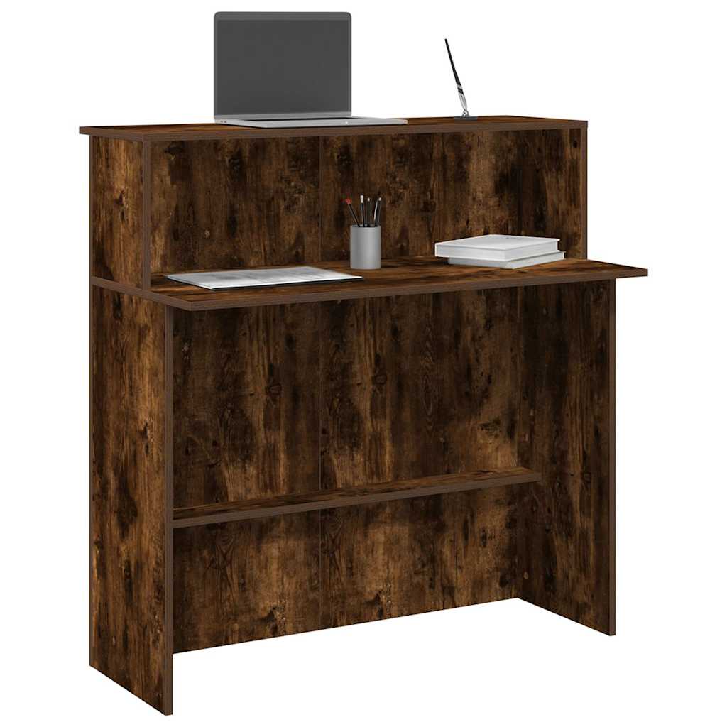 Bureau de réception chêne fumé 100x50x103,5cm bois d'ingénierie Bureaux vidaXL