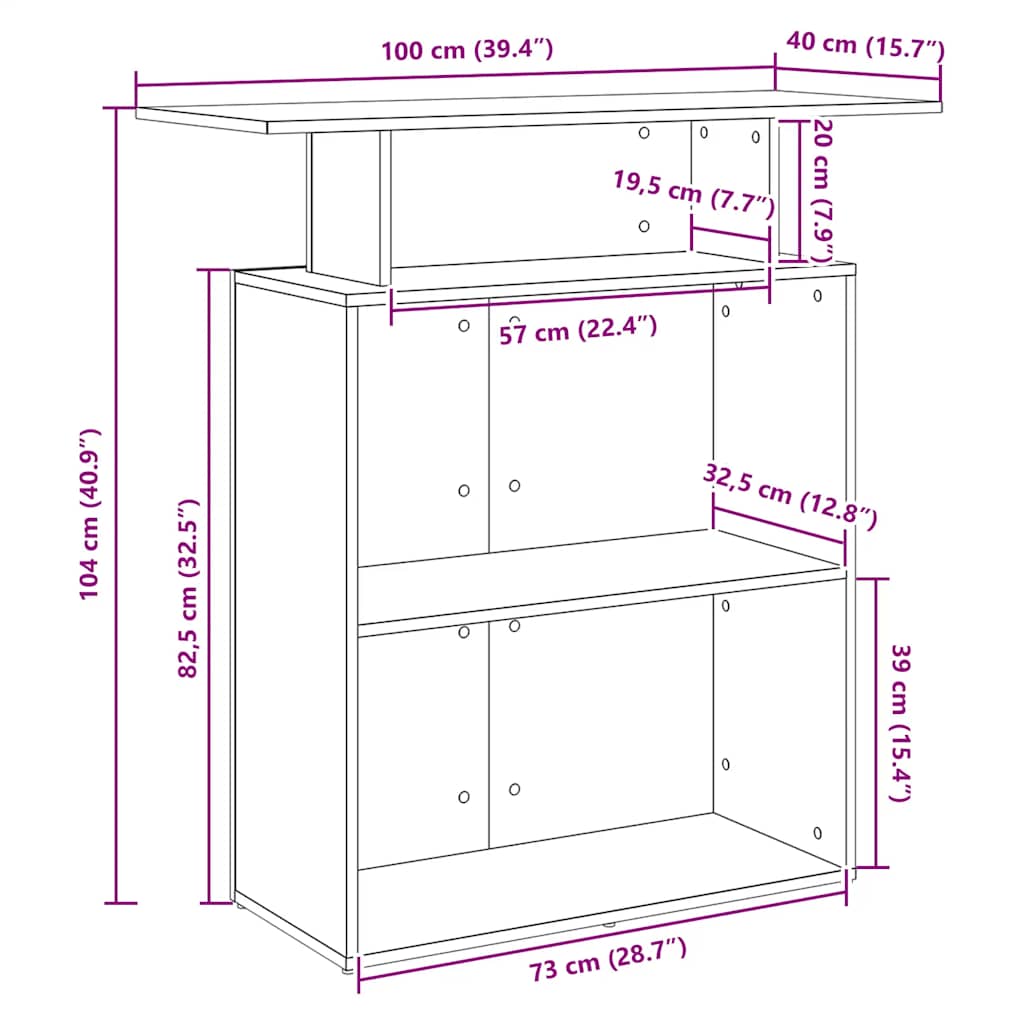 Bureau réception chêne sonoma 100x40x104 cm bois d'ingénierie Bureaux vidaXL