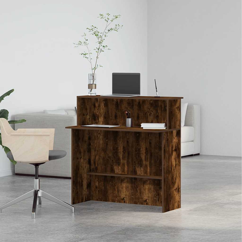 Bureau de réception chêne fumé 100x40x104 cm bois d'ingénierie Bureaux vidaXL