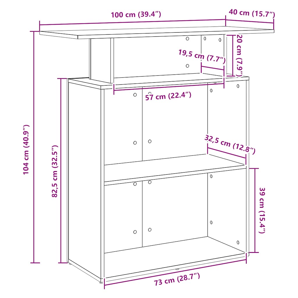 Bureau de réception sonoma gris 100x40x104 cm bois ingénierie Bureaux vidaXL