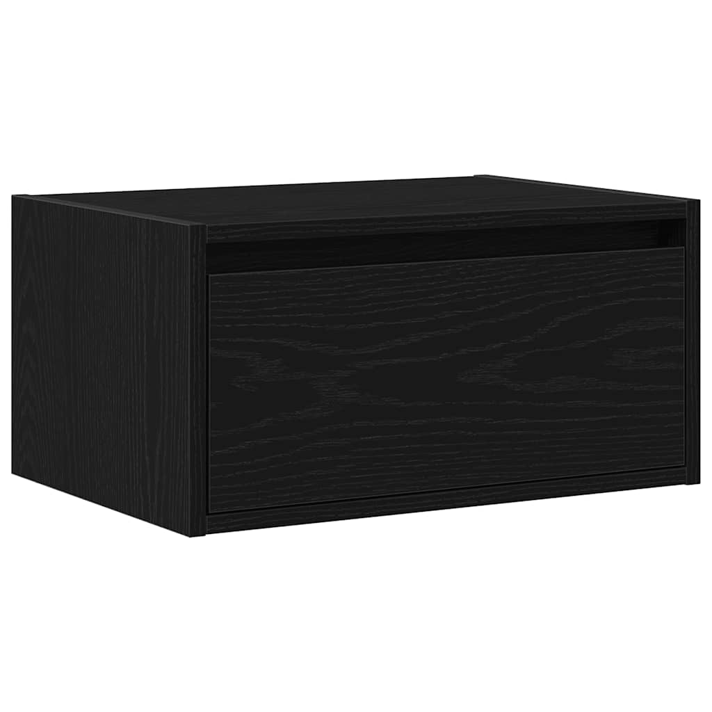 Table de chevet murale avec lumières LED chêne noir Meubles TV vidaXL