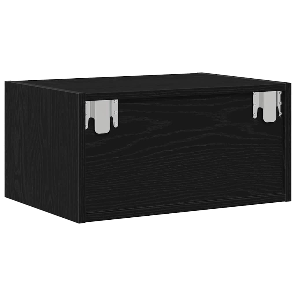 Table de chevet murale avec lumières LED chêne noir Meubles TV vidaXL