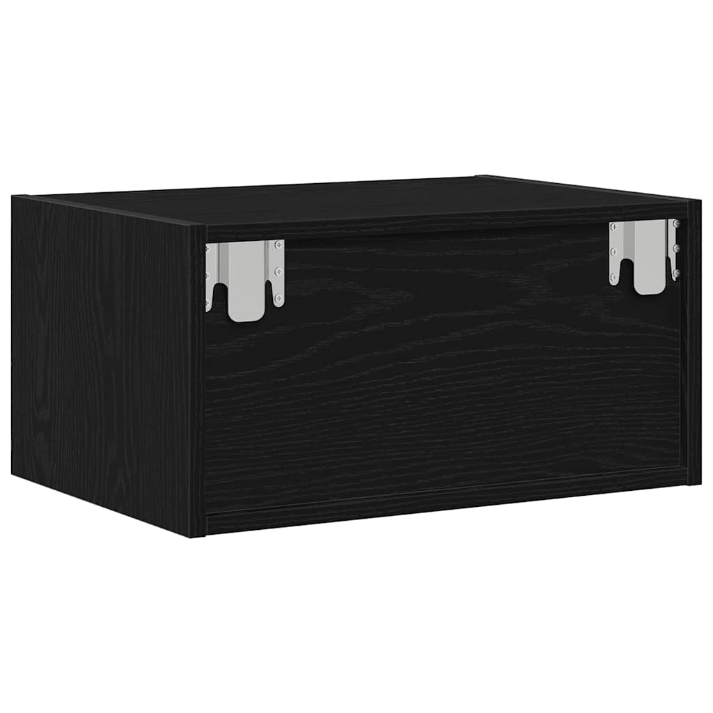 Tables de chevet murales avec lumières LED 2 pcs chêne noir Meubles TV vidaXL