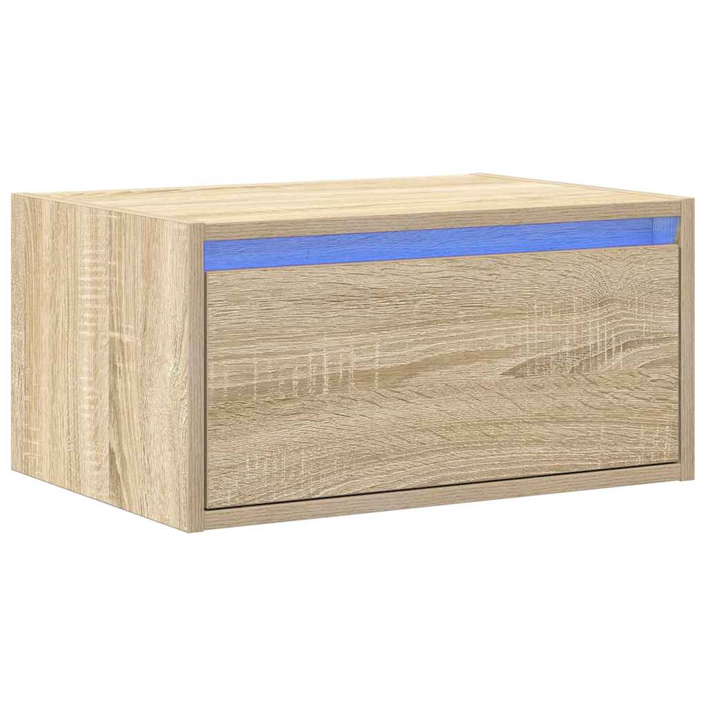 Table de chevet murale avec lumières LED chêne sonoma Meubles TV vidaXL