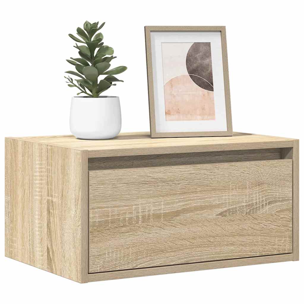 Table de chevet murale avec lumières LED chêne sonoma Meubles TV vidaXL