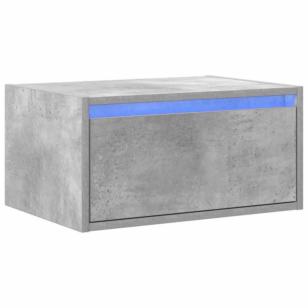 Table de chevet murale avec lumières LED gris béton Meubles TV vidaXL