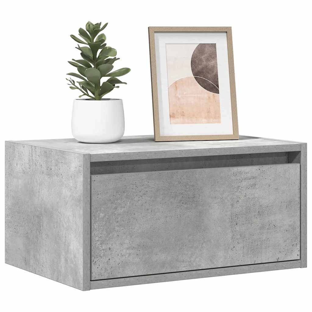 Table de chevet murale avec lumières LED gris béton Meubles TV vidaXL