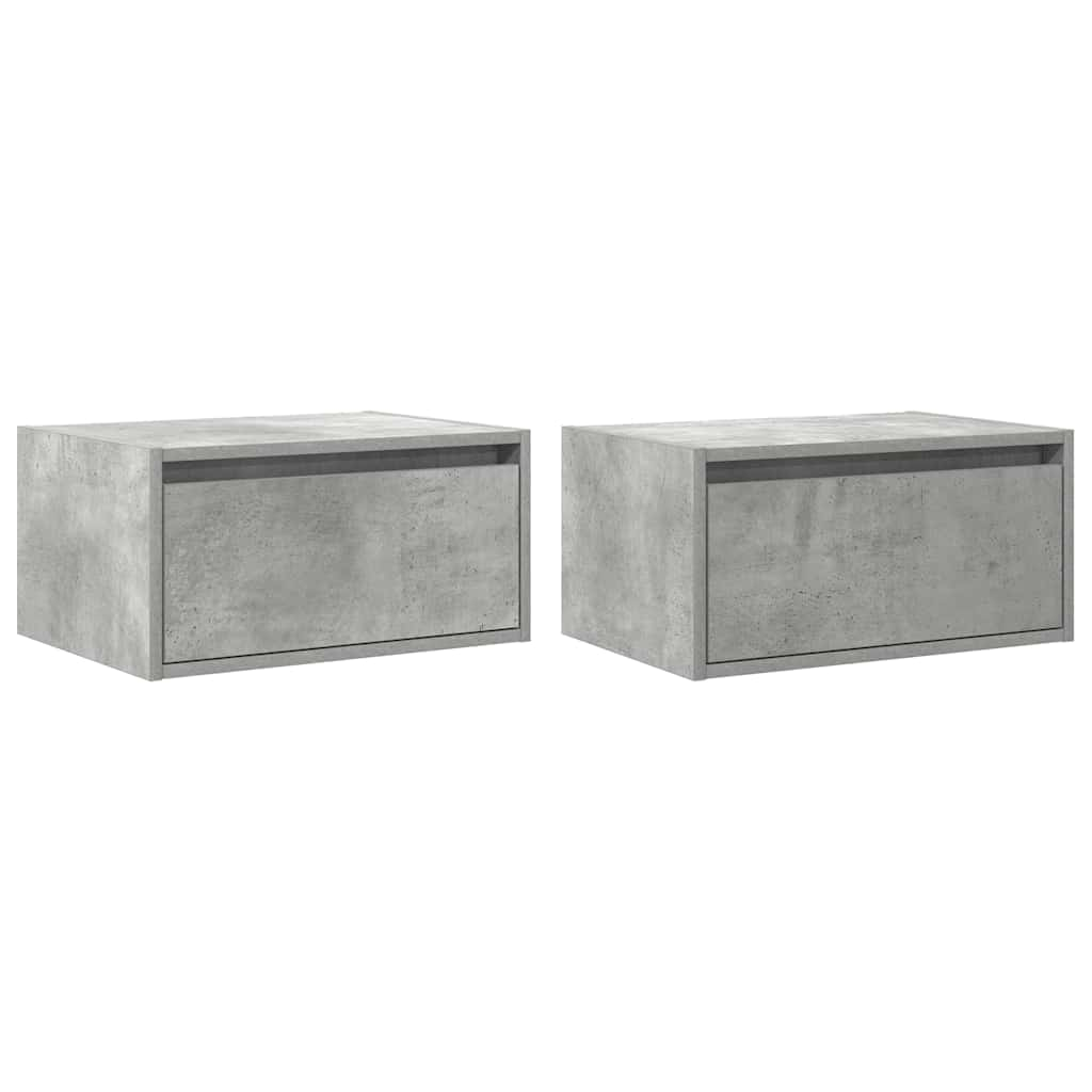 Tables de chevet murales avec lumières LED 2 pcs gris béton Meubles TV vidaXL