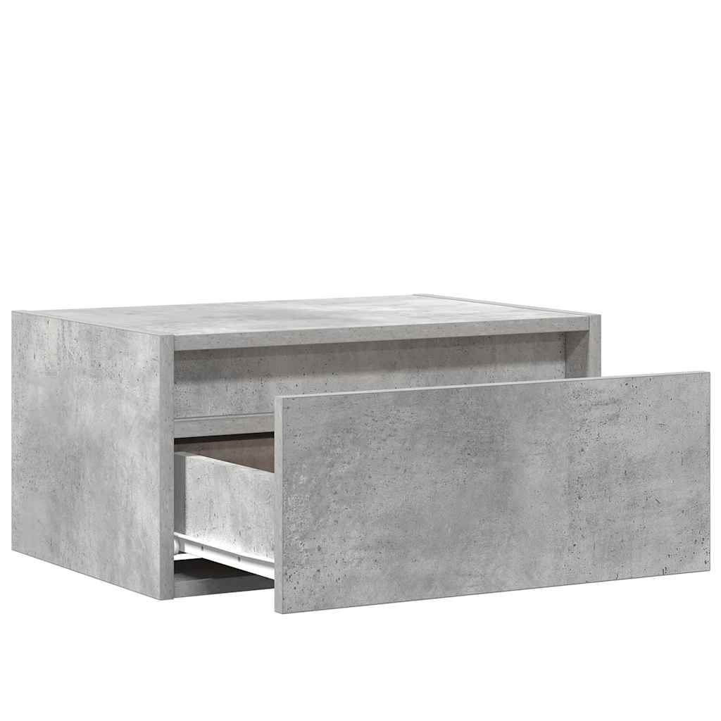 Tables de chevet murales avec lumières LED 2 pcs gris béton Meubles TV vidaXL