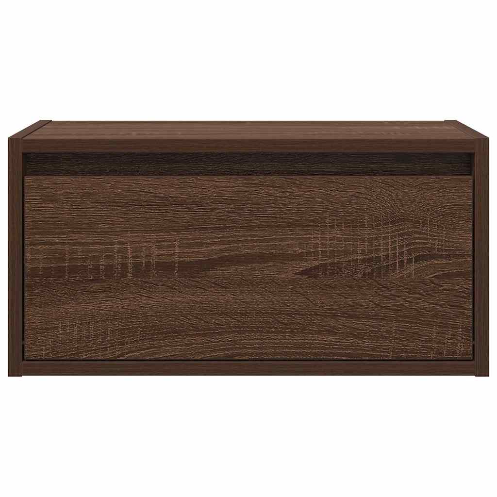 Tables de chevet murales avec lumières LED 2 pcs chêne marron Meubles TV vidaXL