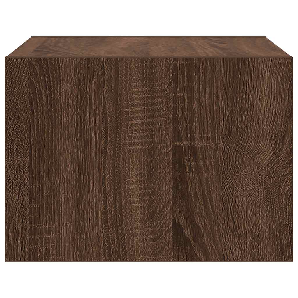 Tables de chevet murales avec lumières LED 2 pcs chêne marron Meubles TV vidaXL