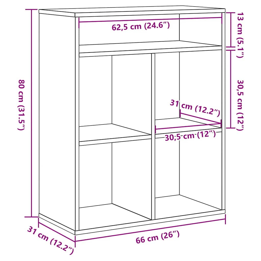 Bibliothèque sonoma gris 66x31x80 cm bois d'ingénierie Bibliothèques vidaXL