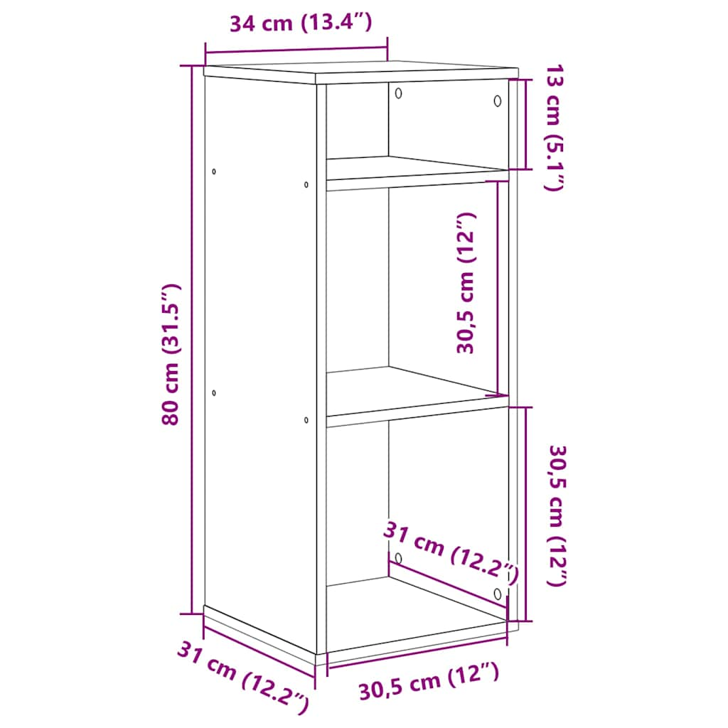 Bibliothèque chêne marron 34x31x80 cm bois d'ingénierie Bibliothèques vidaXL