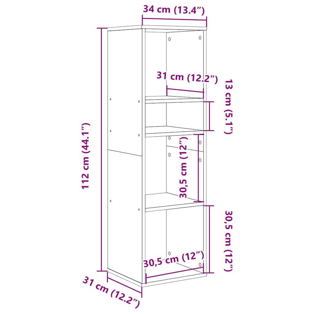 Bibliothèque blanc 34x31x112 cm bois d'ingénierie Bibliothèques vidaXL