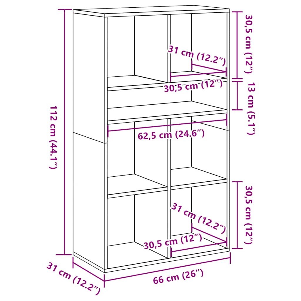 Bibliothèque chêne marron 66x31x112 cm bois d'ingénierie Bibliothèques vidaXL