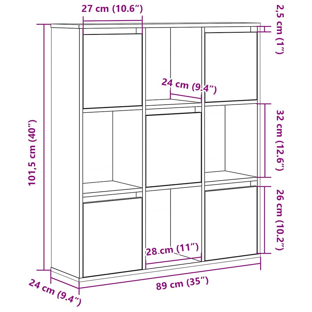 Bibliothèque sonoma gris 89x24x101,5 cm bois d'ingénierie Bibliothèques vidaXL