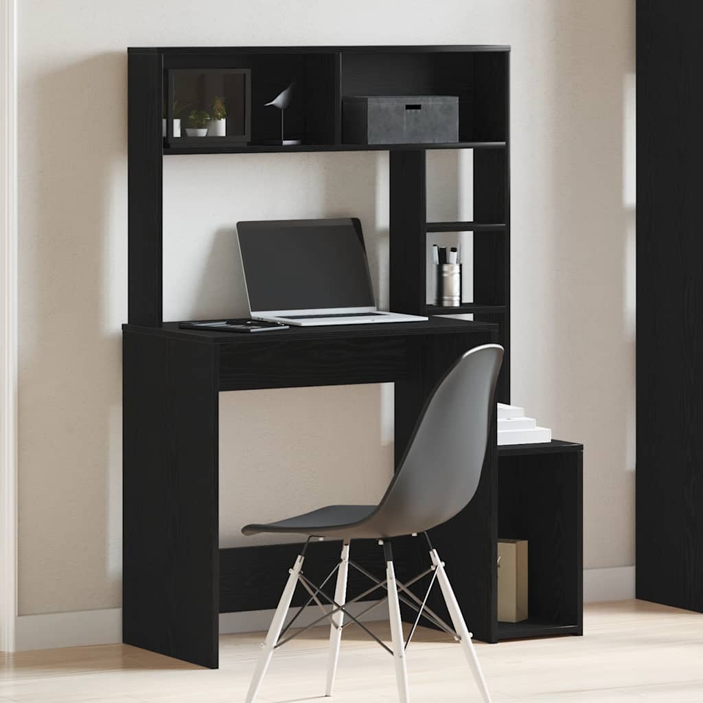 Bureau avec étagères noir 100x45x140 cm bois d'ingénierie Bureaux vidaXL   