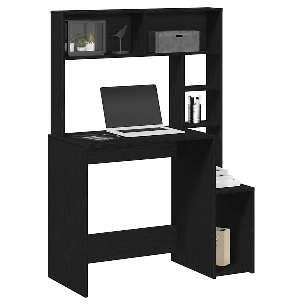 Bureau avec étagères noir 100x45x140 cm bois d'ingénierie Bureaux vidaXL   