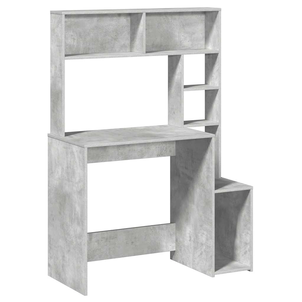 Bureau avec étagères gris béton 100x45x140 cm bois d'ingénierie Bureaux vidaXL   