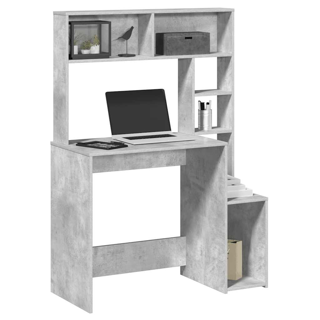 Bureau avec étagères gris béton 100x45x140 cm bois d'ingénierie Bureaux vidaXL   