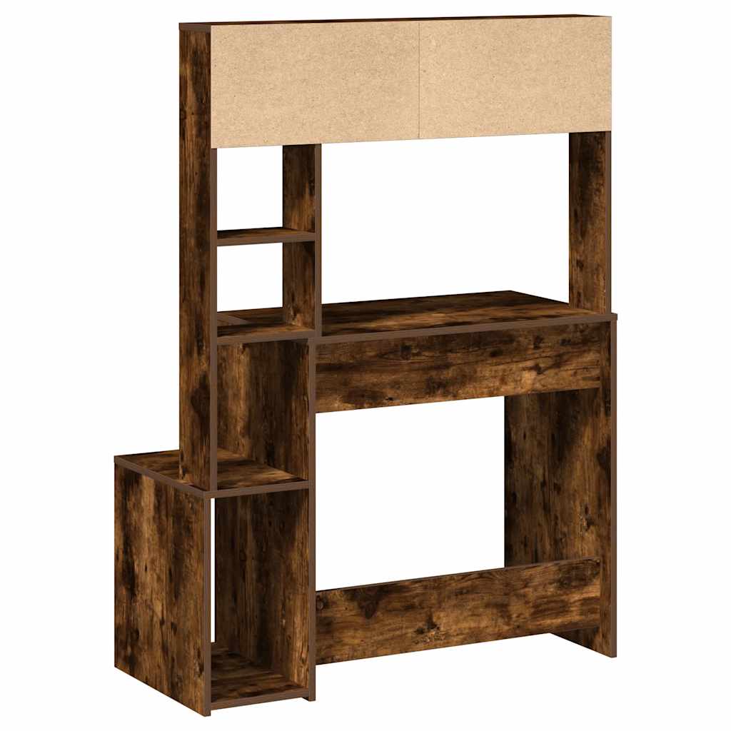 Bureau avec étagères chêne fumé 100x45x140 cm bois d'ingénierie Bureaux vidaXL   