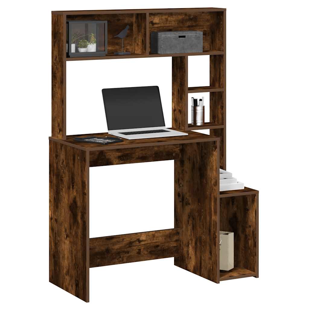 Bureau avec étagères chêne fumé 100x45x140 cm bois d'ingénierie Bureaux vidaXL   