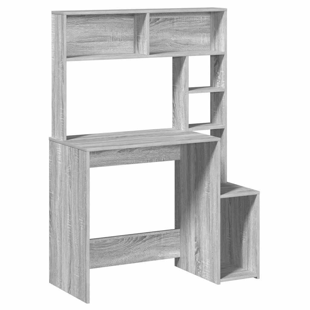 Bureau avec étagères sonoma gris 100x45x140cm bois d'ingénierie Bureaux vidaXL   